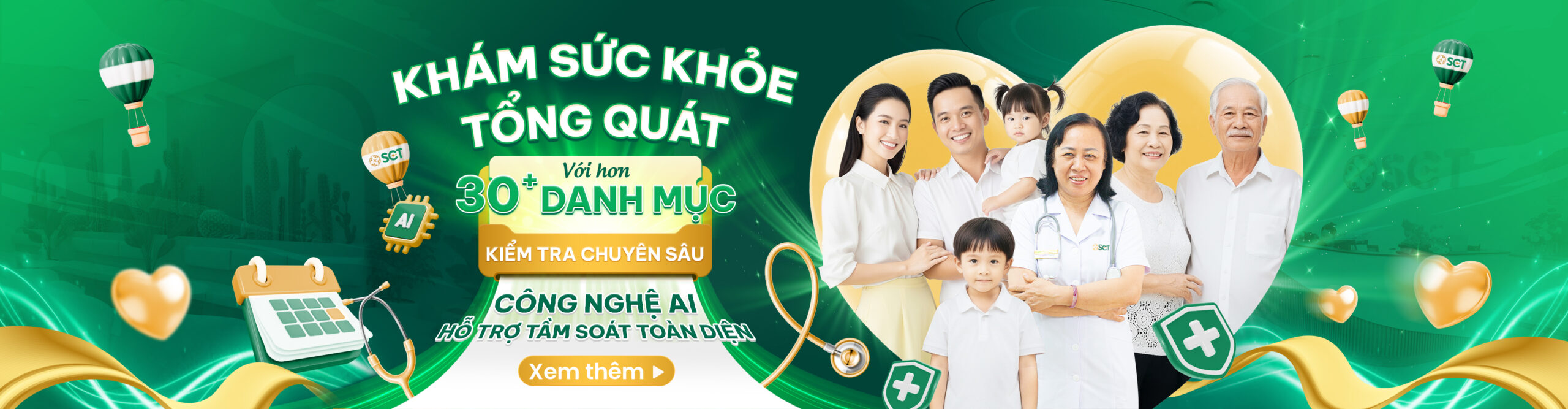 Banner Website Khám sức khỏe tổng quát màu xanh SCT