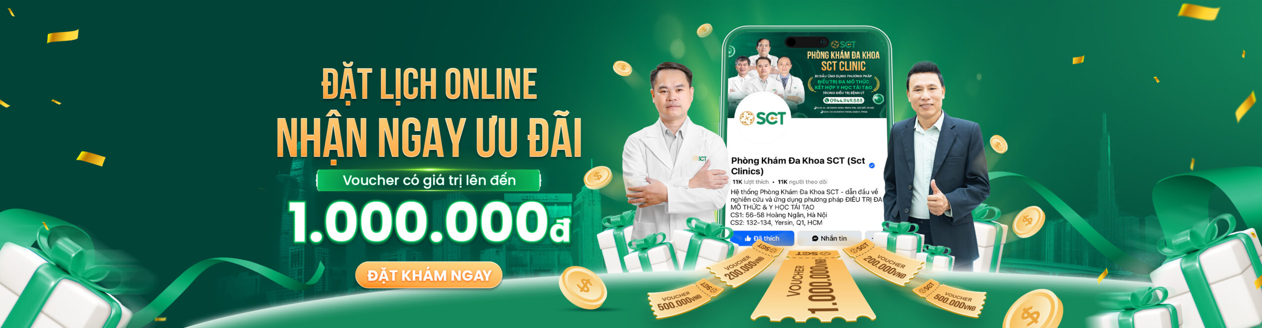 Banner Webssite Đặt Lịch Online - Nhận Ngay Voucher Ưu Đãi SCT